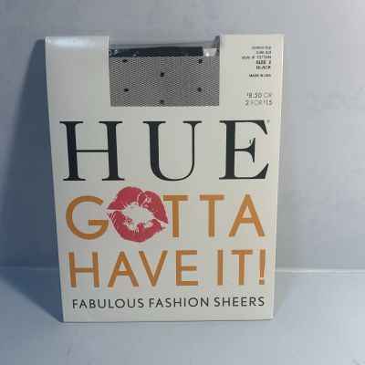 NEW Hue Gotta Have It Sheer Tulle Dots Tights Pantyhose Size 2 Black Control Top